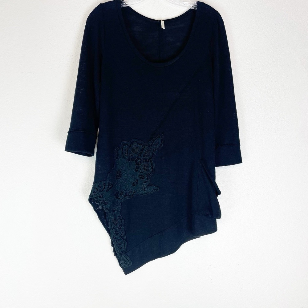 Honey Punch Tunic Top Womens Medium Asymmetrical Crochet Boho Whimsigoth Grunge